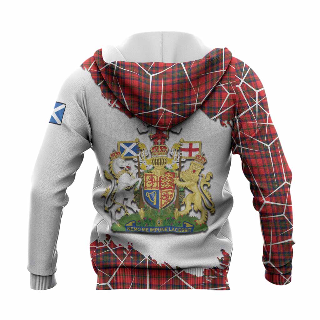 Matheson Tartan Knitted Hoodie with Family Crest and Lion Rampant Grunge Style