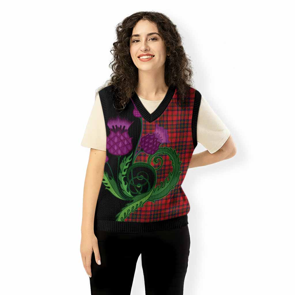 Matheson Tartan Knitted V-Neck Vest Traditional Scottish Thistle