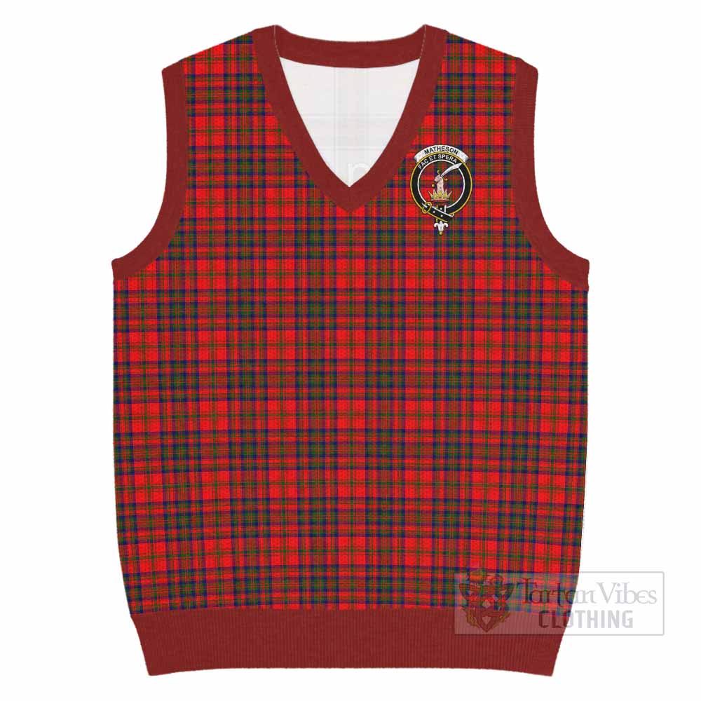 Matheson Tartan Knitted V-Neck Vest with Family Crest - Tartan Vibes Clothing