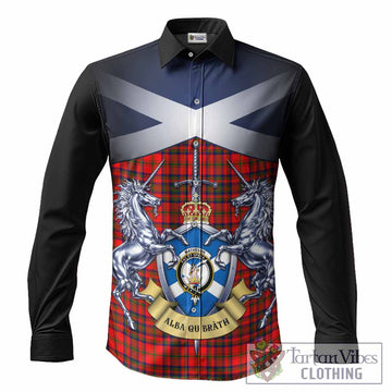 Matheson Tartan Long Sleeve Button Shirts Alba Gu Brath Unicorn Crest