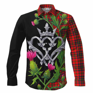 Matheson Tartan Luckenbooth Long Sleeve Button Shirts Silver Heart Crown Thistle Floral