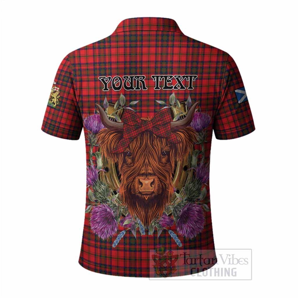 Matheson Tartan Polo Shirt Scottish Thistle Heilan Coo