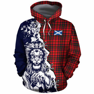 Matheson Tartan Scottish Cotton Hoodie Angry Lion With Soccer Ball Style
