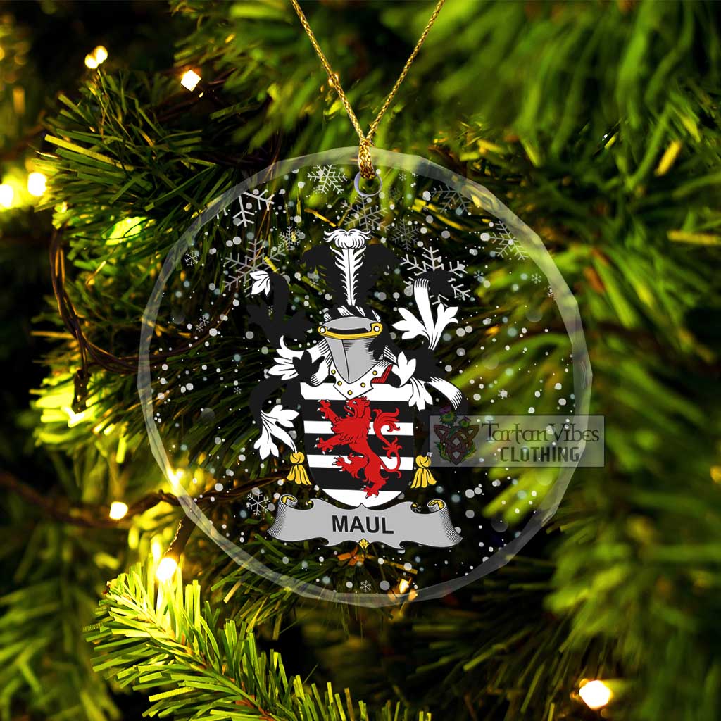 Maul Irish Clan Christmas Glass Ornament with Coat of Arms Transparent Glass Circle - 2D-tartanvibesclothing