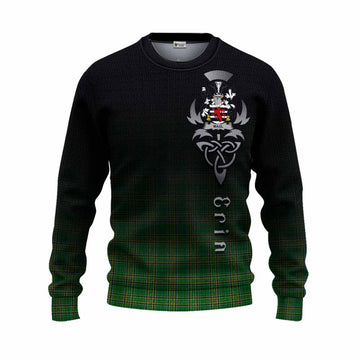 Tartan Vibes Clothing Maul Irish Clan Knitted Sweater with Coat of Arms Erin Go Bragh Celtic Inspired