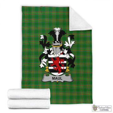 Tartan Vibes Clothing Maul Irish Clan Tartan Blanket with Coat of Arms