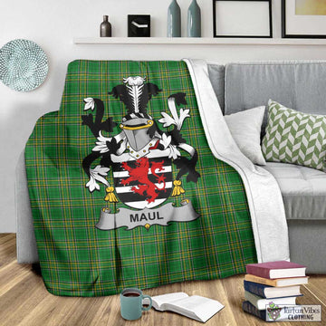 Tartan Vibes Clothing Maul Irish Clan Tartan Blanket with Coat of Arms