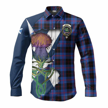 Tartan Vibes Clothing Maule Tartan Family Crest Long Sleeve Button Shirt Scottish Thistle Celtic Inspired