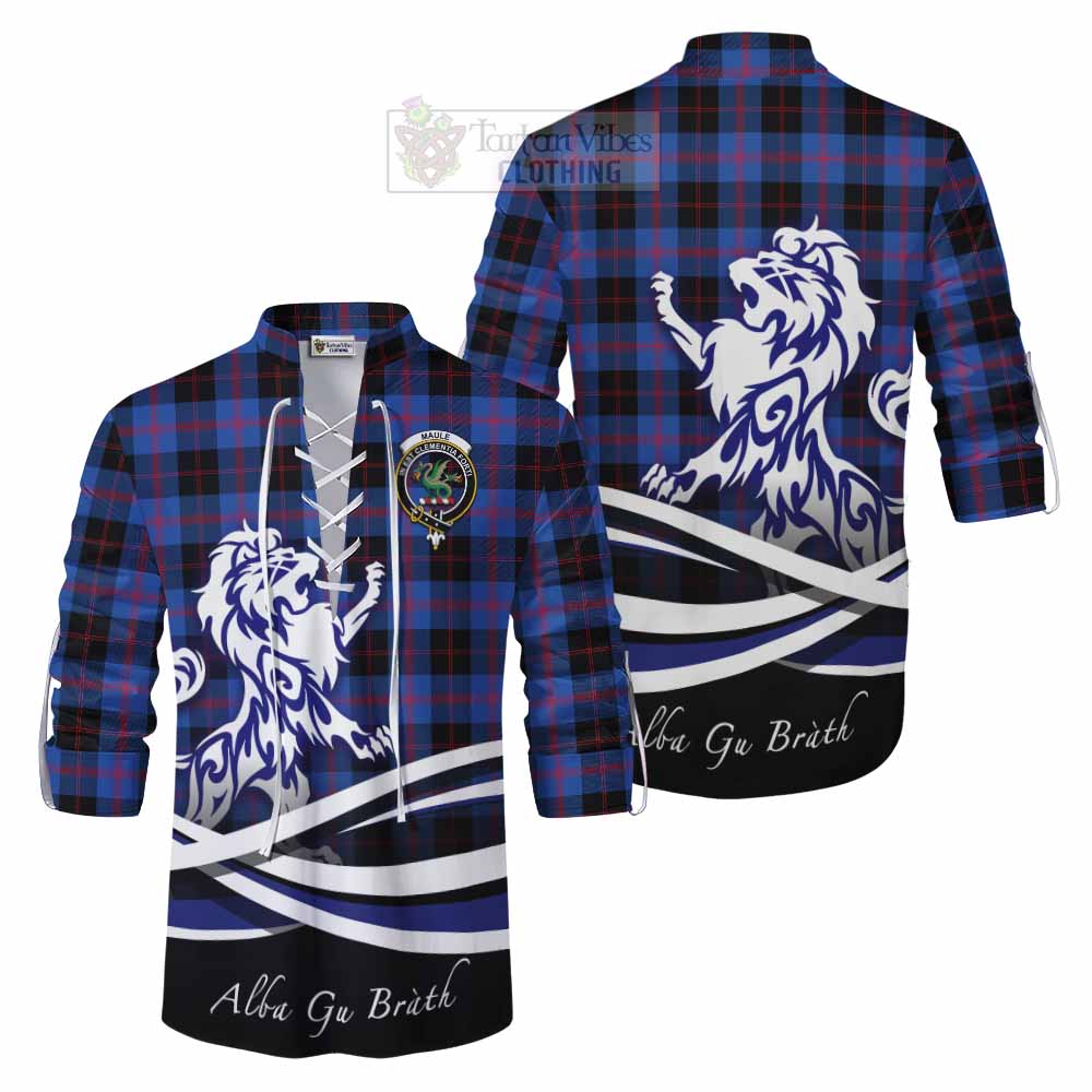 Tartan Vibes Clothing Maule Tartan Ghillie Kilt Shirt with Alba Gu Brath Regal Lion Emblem