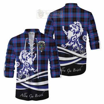 Tartan Vibes Clothing Maule Tartan Ghillie Kilt Shirt with Alba Gu Brath Regal Lion Emblem