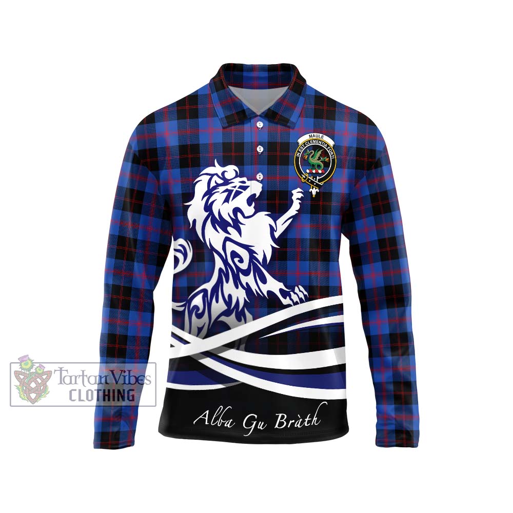 Maule Tartan Long Sleeve Polo Shirt with Alba Gu Brath Regal Lion Emblem Unisex - Tartanvibesclothing Shop
