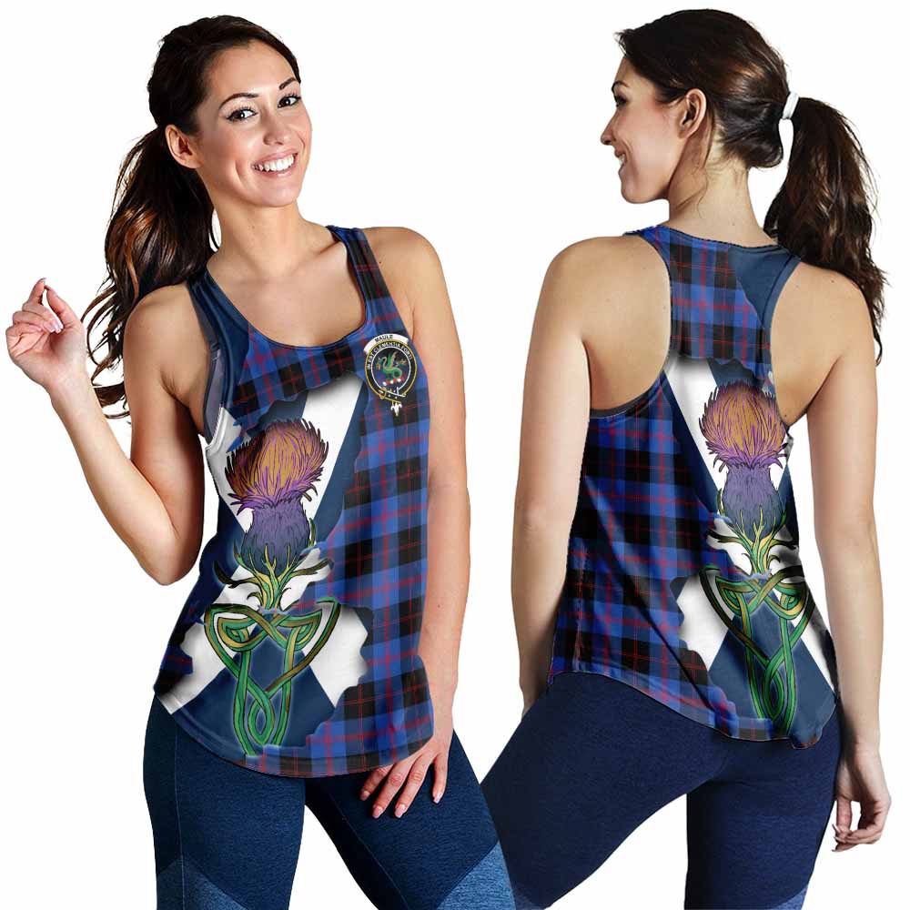 Tartan Vibes Clothing Maule Tartan Family Crest Women's Racerback Tanks Scottish Thistle Celtic Inspired