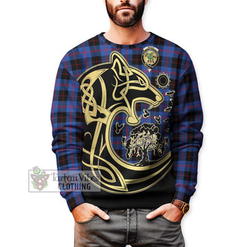 Maule Tartan Sweatshirt with Family Crest Celtic Wolf Style Unisex - Tartan Vibes Clothing