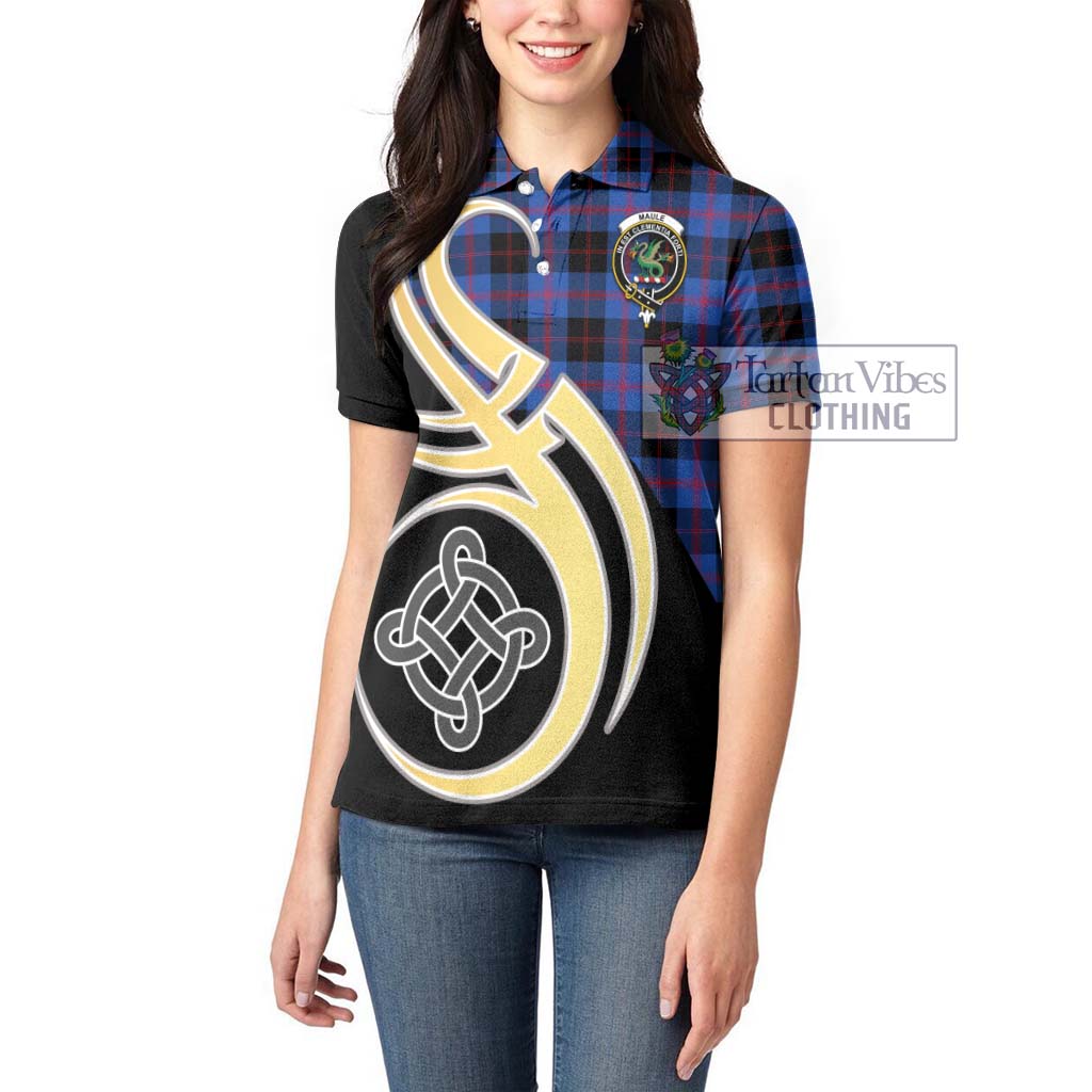 Maule Tartan Women's Polo Shirt with Family Crest and Celtic Symbol Style Women - Tartan Vibes Clothing
