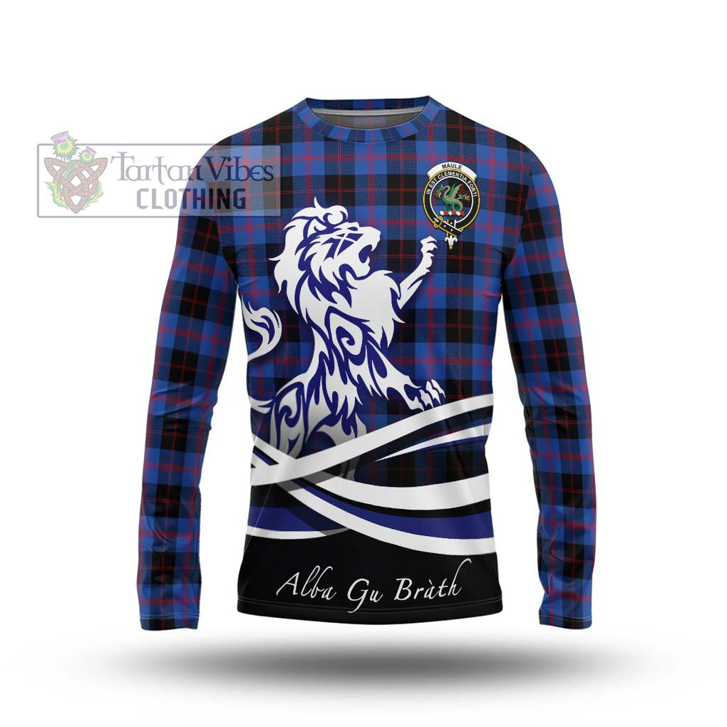 Maule Tartan Long Sleeve T-Shirt with Alba Gu Brath Regal Lion Emblem Unisex - Tartanvibesclothing Shop
