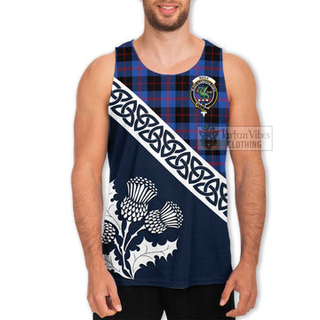 Tartan Vibes Clothing Maule Tartan Men's Tank Top Featuring Thistle and Scotland Map