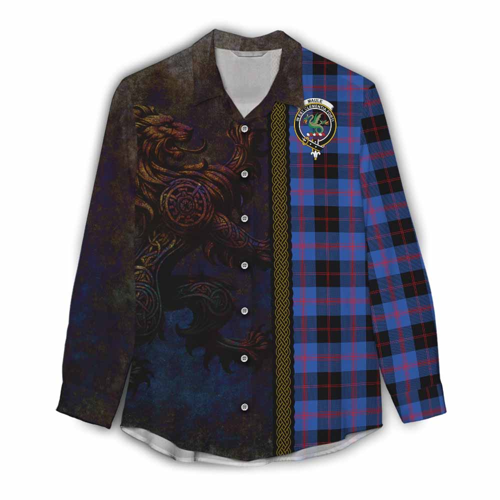 Tartan Vibes Clothing Maule Tartan Family Crest Women's Casual Shirt Alba Gu Brath Be Brave Lion Ancient Style