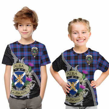 Tartan Vibes Clothing Maule Tartan Family Crest Kid T-Shirt Lion Rampant Royal Thistle Shield Celtic Inspired