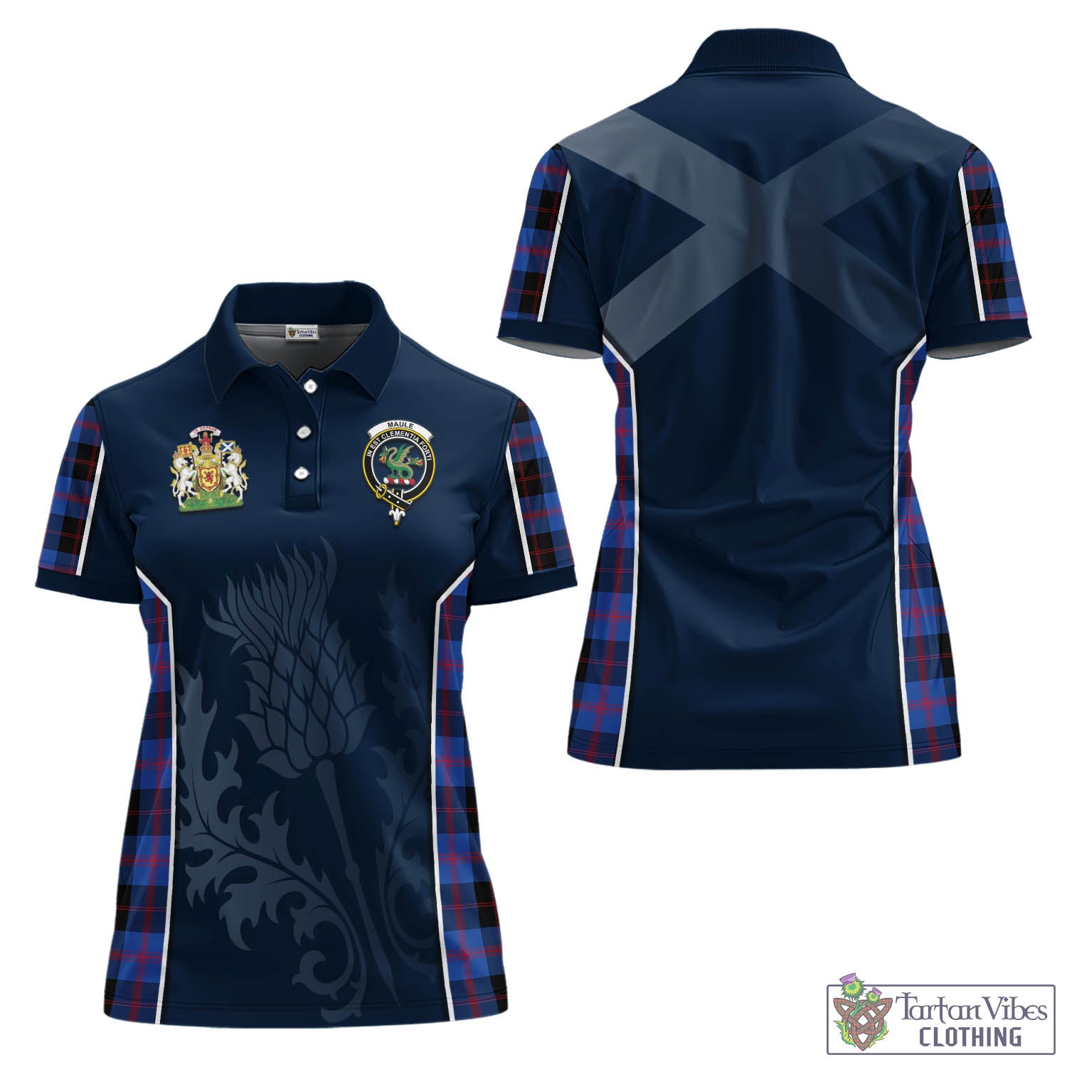 Tartan Vibes Clothing Maule Tartan Women's Polo Shirt with Family Crest and Scottish Thistle Vibes Sport Style