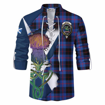 Tartan Vibes Clothing Maule Tartan Family Crest Ghillie Kilt Shirt Scottish Thistle Celtic Inspired