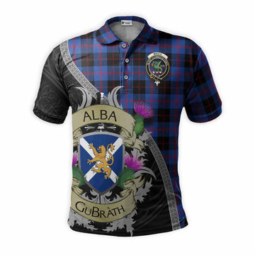 Maule Tartan Family Crest Polo Shirt Lion Rampant Royal Thistle Shield Celtic Inspired