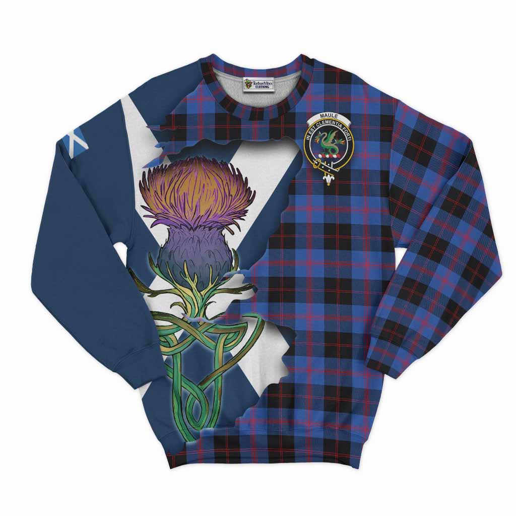 Tartan Vibes Clothing Maule Tartan Family Crest Sweatshirt Scottish Thistle Celtic Inspired