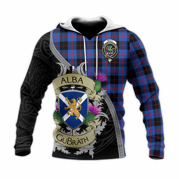 Tartan Vibes Clothing Maule Tartan Family Crest Knitted Hoodie Lion Rampant Royal Thistle Shield Celtic Inspired