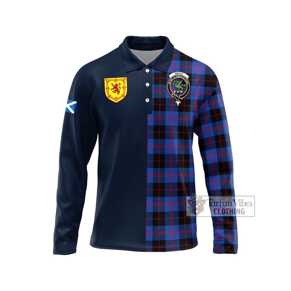 Tartan Vibes Clothing Maule Tartan Long Sleeve Polo Shirt with Scottish Lion Royal Arm Half Style