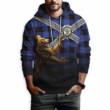 Maule Crest Tartan Hoodie with Golden Lion Emblem Celtic Style