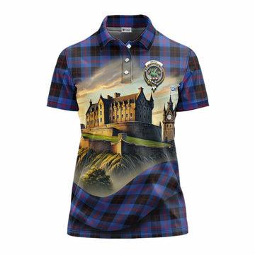 Maule Tartan Family Crest Women's Polo Shirt with Scottish Ancient Castle Style