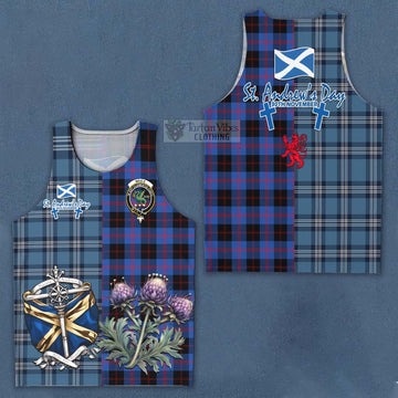 Tartan Vibes Clothing Maule Tartan Men's Tank Top Happy St. Andrew's Day Half Tartan Style
