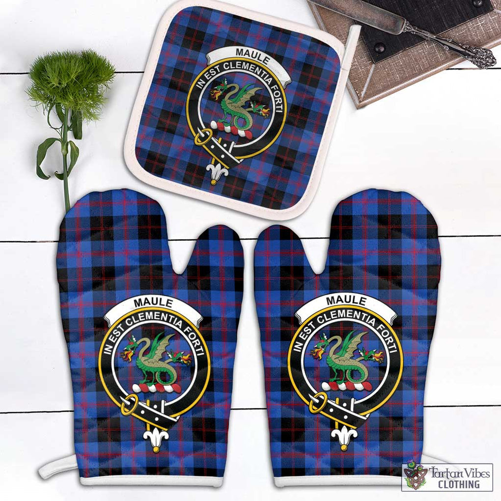 Maule Tartan Combo Oven Mitt & Pot-Holder with Family Crest Combo 1 Oven Mitt & 1 Pot-Holder White - Tartan Vibes Clothing