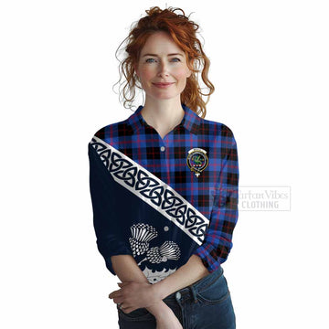 Tartan Vibes Clothing Maule Tartan Women's Casual Shirt Featuring Thistle and Scotland Map