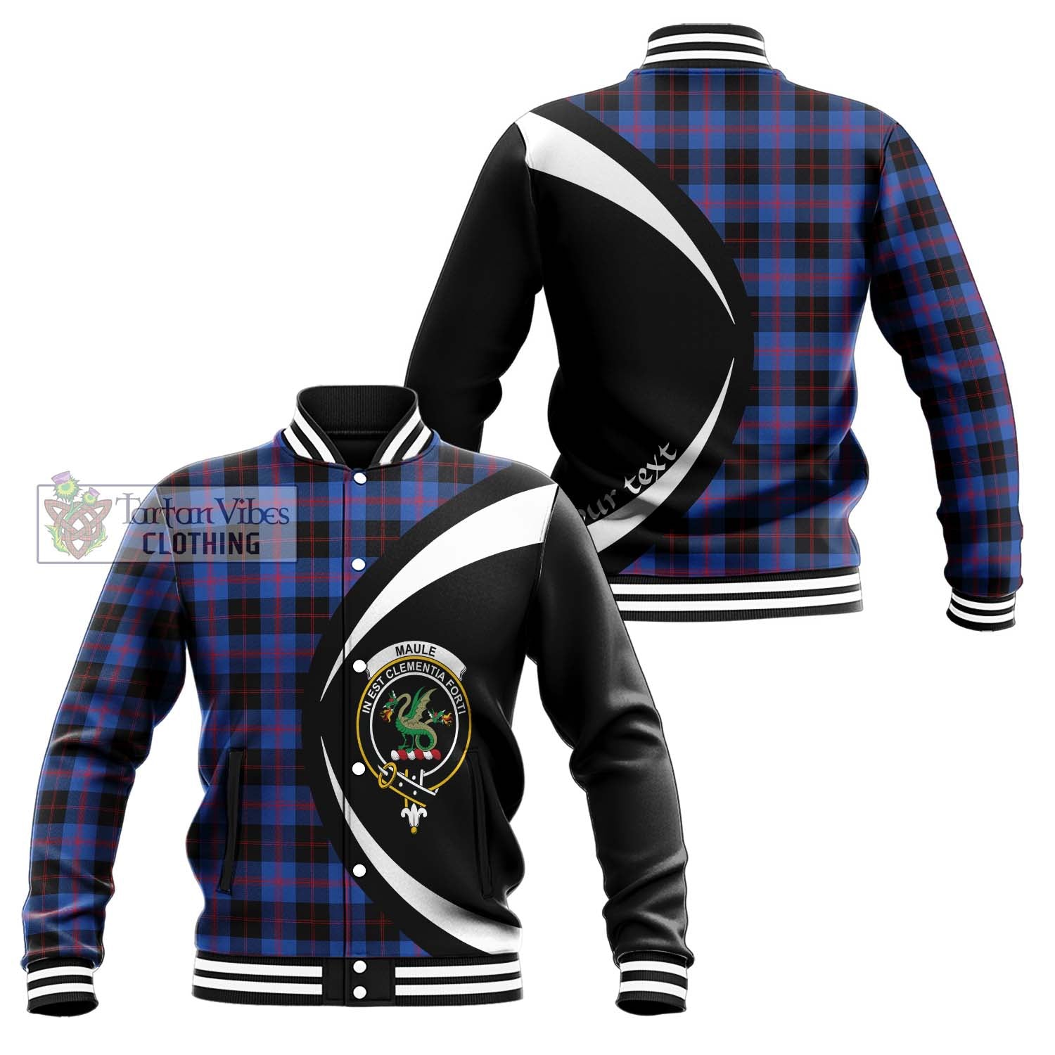 Maule Tartan Baseball Jacket with Family Crest Circle Style Unisex - Tartan Vibes Clothing