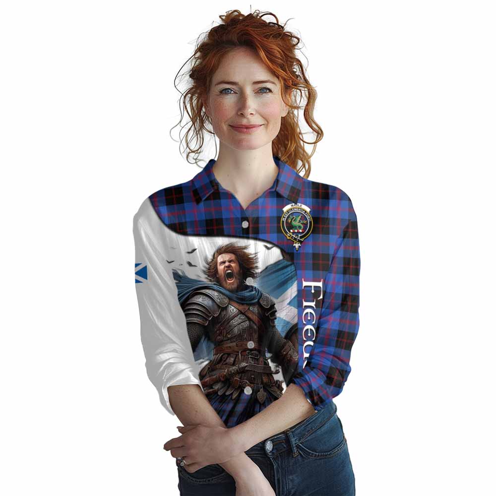 Tartan Vibes Clothing Maule Crest Tartan Women's Casual Shirt Inspired by the Freedom of Scottish Warrior