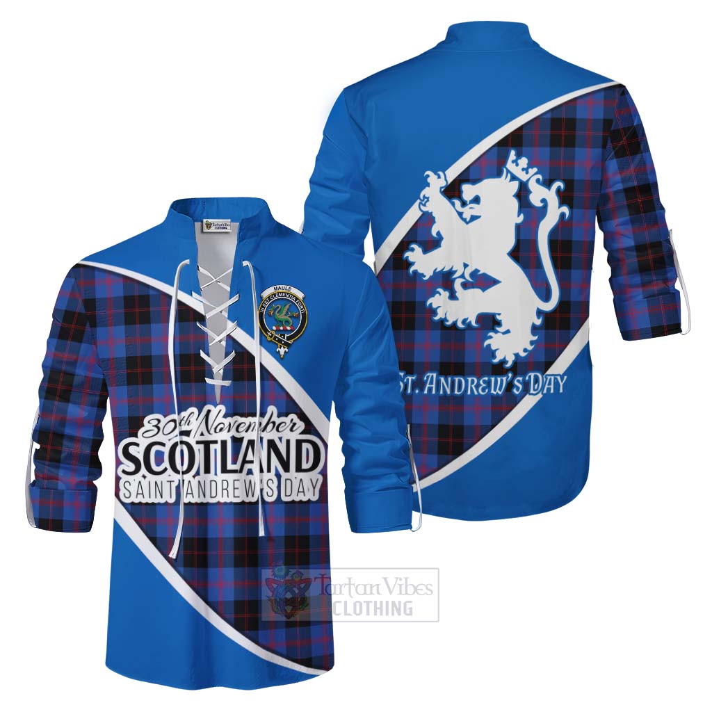 Tartan Vibes Clothing Maule Family Crest Tartan Ghillie Kilt Shirt Celebrate Saint Andrew's Day in Style