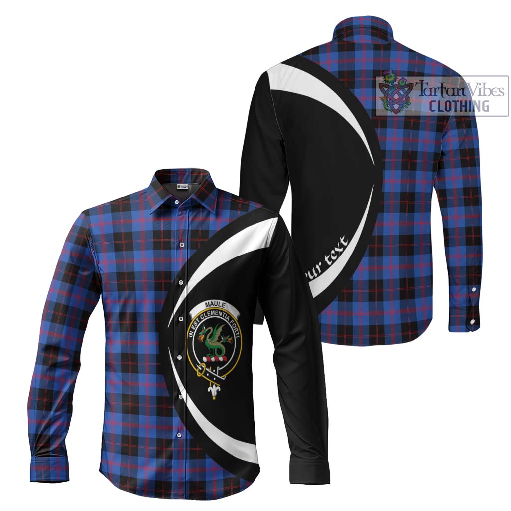 Maule Tartan Long Sleeve Button Up with Family Crest Circle Style Men's Shirt S - Tartan Vibes Clothing