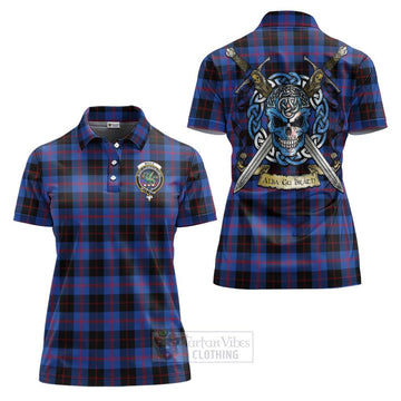 Tartan Vibes Clothing Maule Tartan Women's Polo Shirt with Family Crest Celtic Skull Style