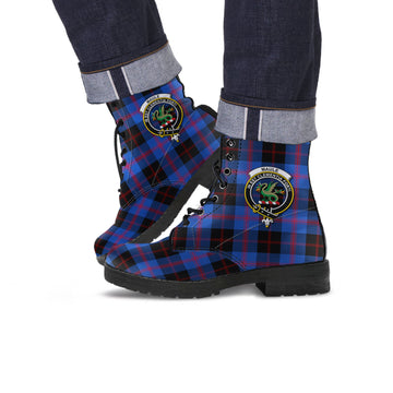 Maule Tartan Leather Boots with Family Crest