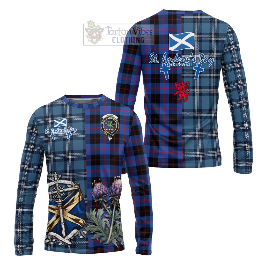 Tartan Vibes Clothing Maule Tartan Long Sleeve T-Shirt Happy St. Andrew's Day Half Tartan Style