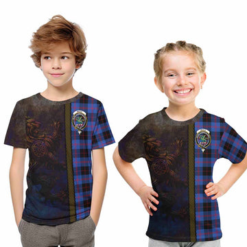 Maule Tartan Family Crest Kid T-Shirt Alba Gu Brath Be Brave Lion Ancient Style