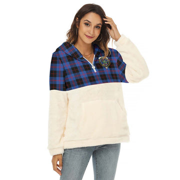 Maule Tartan Women's Borg Fleece Hoodie With Half Zip with Family Crest Female - Tartan Vibes Clothing