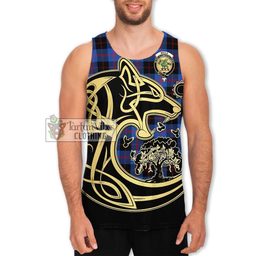 Maule Tartan Men's Tank Top with Family Crest Celtic Wolf Style Men - Tartan Vibes Clothing