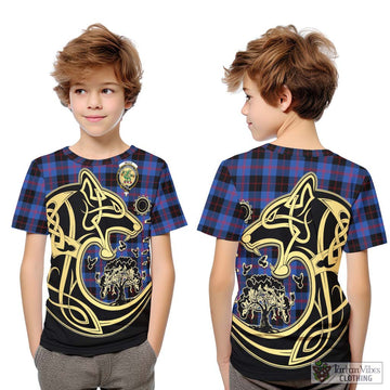 Maule Tartan Kid T-Shirt with Family Crest Celtic Wolf Style Youth XL Size14 - Tartan Vibes Clothing