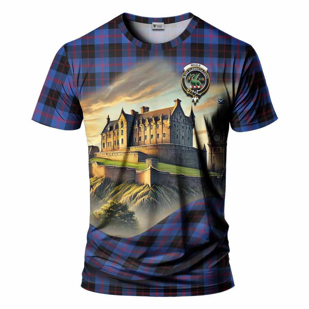 Tartan Vibes Clothing Maule Tartan Family Crest T-Shirt with Scottish Ancient Castle Stype