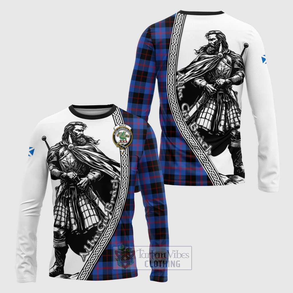 Tartan Vibes Clothing Maule Tartan Clan Crest Long Sleeve T-Shirt with Highlander Warrior Celtic Style