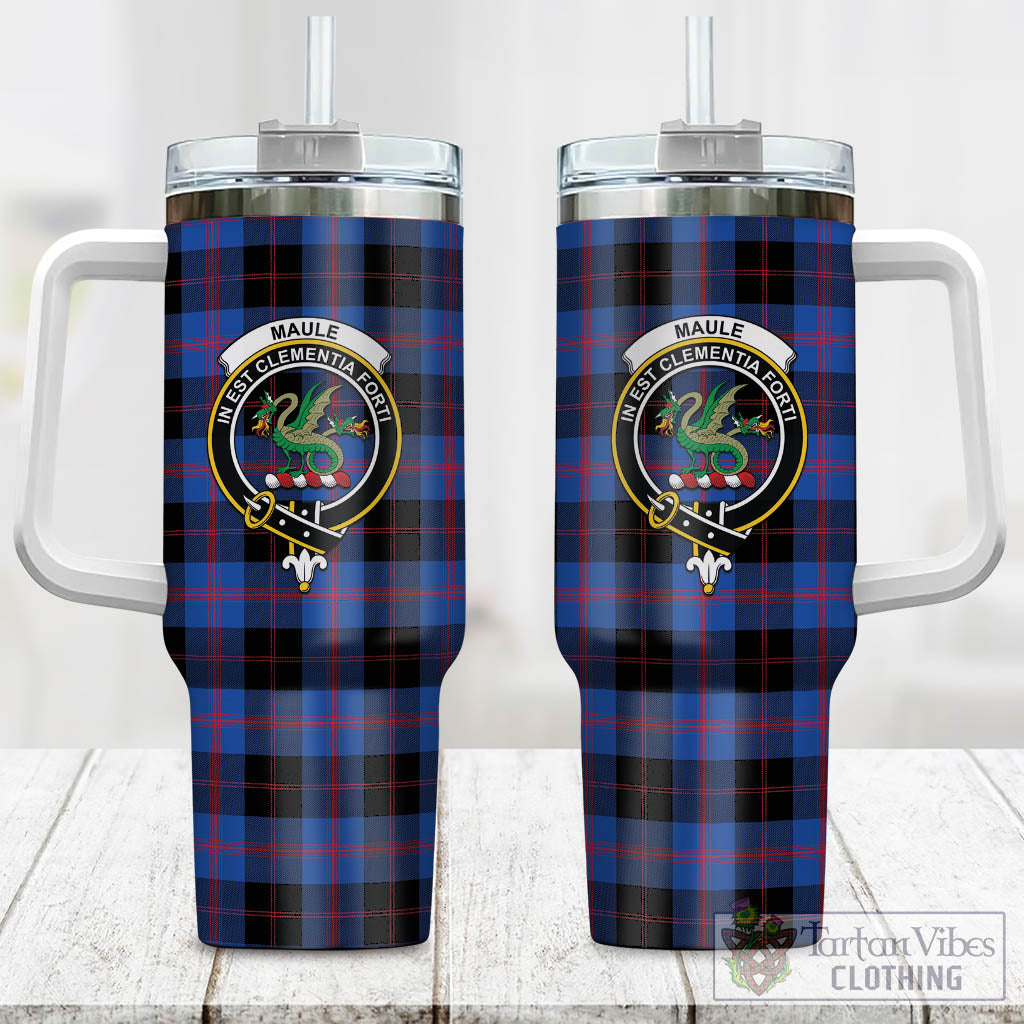 Tartan Vibes Clothing Maule Tartan and Family Crest Tumbler with Handle