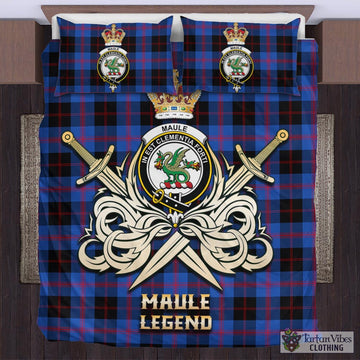 Maule Tartan Bedding Set with Clan Crest and the Golden Sword of Courageous Legacy
