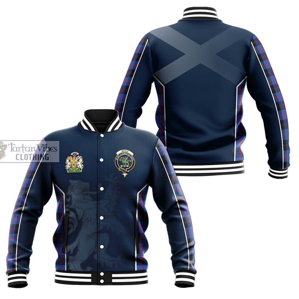 Maule Tartan Baseball Jacket with Family Crest and Lion Rampant Vibes Sport Style Unisex - Tartan Vibes Clothing