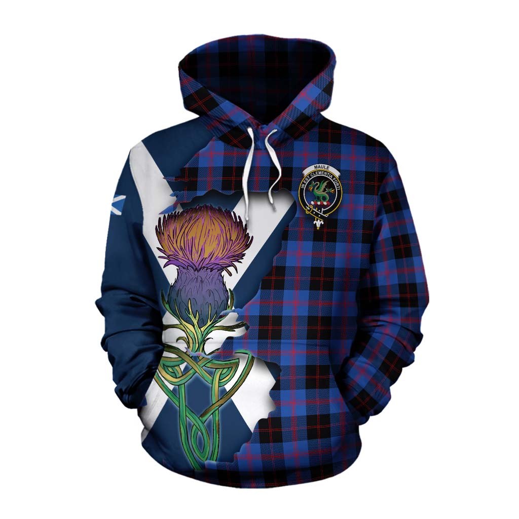 Tartan Vibes Clothing Maule Tartan Family Crest Cotton Hoodie Scottish Thistle Celtic Inspired